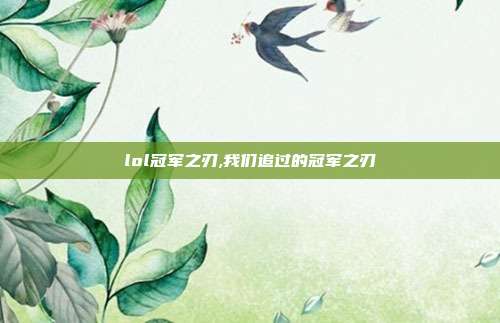 lol冠军之刃,我们追过的冠军之刃