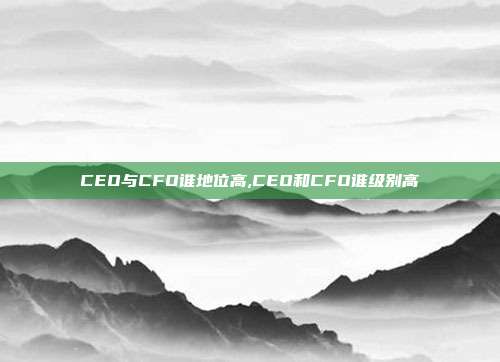 CEO与CFO谁地位高,CEO和CFO谁级别高