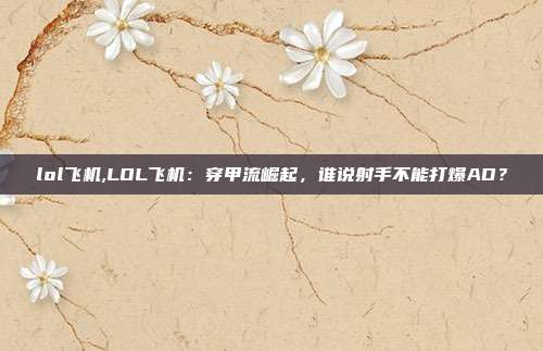 lol飞机,LOL飞机：穿甲流崛起，谁说射手不能打爆AD？