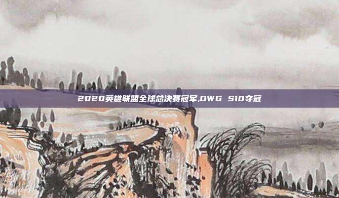 2020英雄联盟全球总决赛冠军,DWG S10夺冠