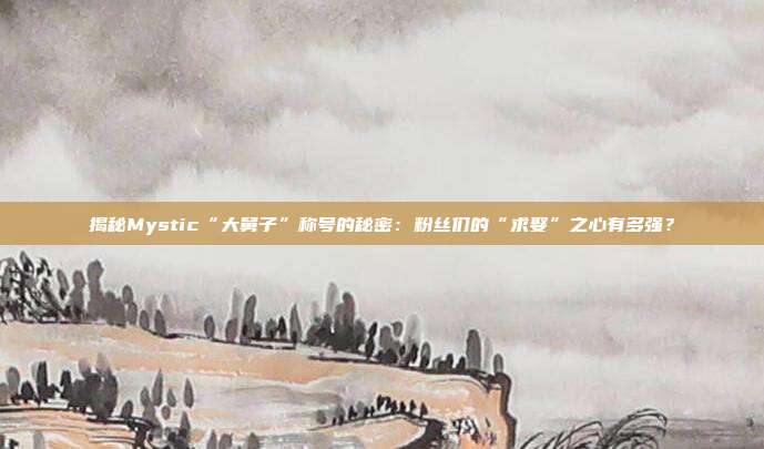 揭秘Mystic“大舅子”称号的秘密：粉丝们的“求娶”之心有多强？