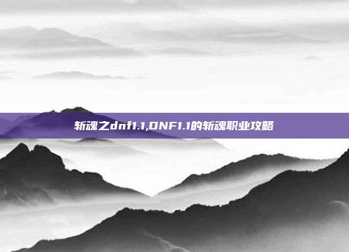 斩魂之dnf1.1,DNF1.1的斩魂职业攻略