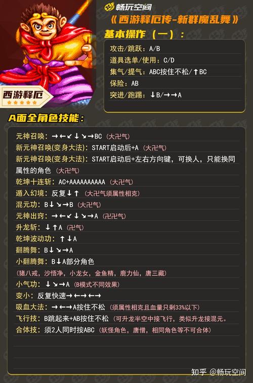 街机西游释厄传出招表，键盘大招连招分享！
