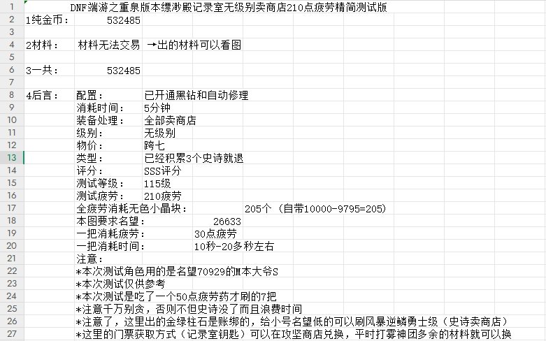 DNF重泉版本！搬砖2025收益图（又名搬砖百科全书收益最高排行表）7