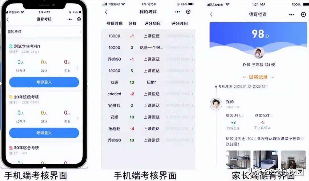 智慧校园德育考核系统，设置德育指标/考评方式/数据可视化