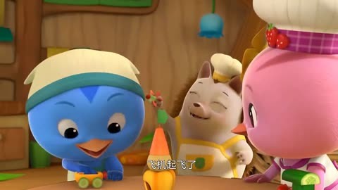 萌鸡小队,萌鸡们用蔬菜做积木真有趣。