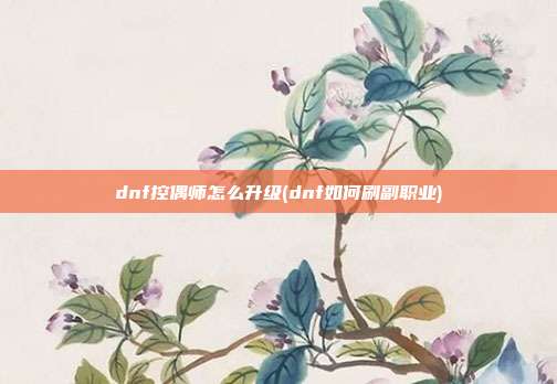 dnf控偶师怎么升级(dnf如何刷副职业)