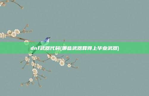 dnf武器代码(哪些武器算得上毕业武器)