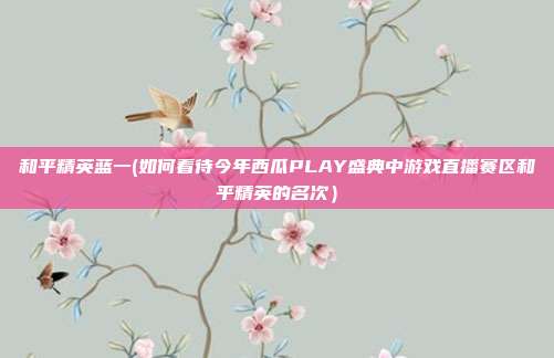 和平精英蓝一(如何看待今年西瓜PLAY盛典中游戏直播赛区和平精英的名次）