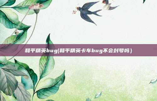 和平精英bug(和平精英卡车bug不会封号吗）