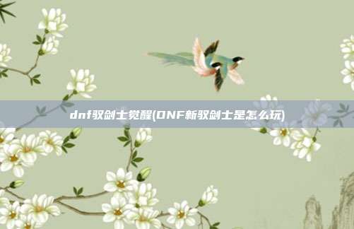 dnf驭剑士觉醒(DNF新驭剑士是怎么玩)