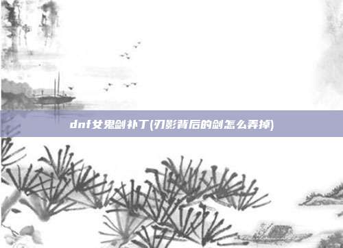 dnf女鬼剑补丁(刃影背后的剑怎么弄掉)