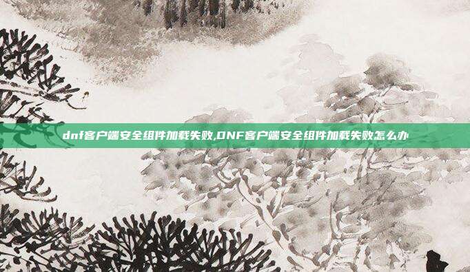 dnf客户端安全组件加载失败,DNF客户端安全组件加载失败怎么办