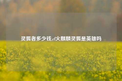 灵狐者多少钱,cf火麒麟灵狐是英雄吗