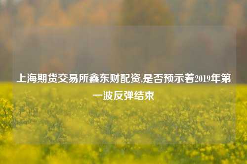 上海期货交易所鑫东财配资,是否预示着2019年第一波反弹结束