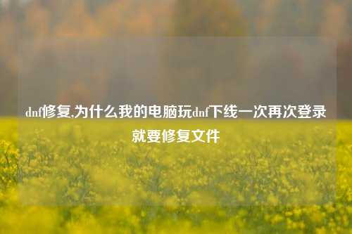 dnf修复,为什么我的电脑玩dnf下线一次再次登录就要修复文件
