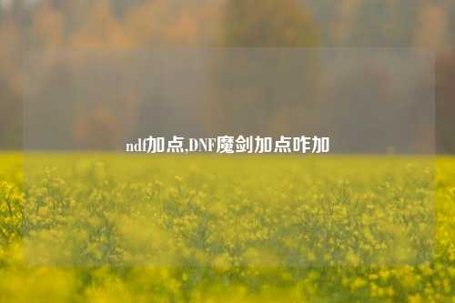ndf加点,DNF魔剑加点咋加