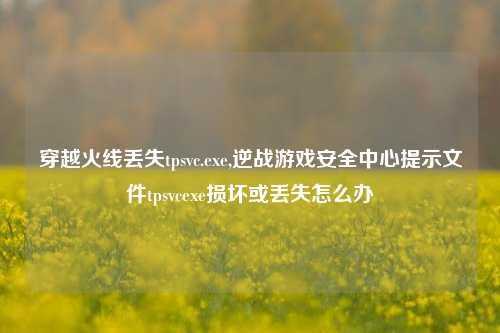 穿越火线丢失tpsvc.exe,逆战游戏安全中心提示文件tpsvcexe损坏或丢失怎么办