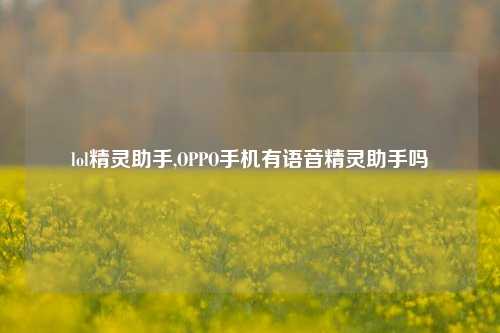 lol精灵助手,OPPO手机有语音精灵助手吗