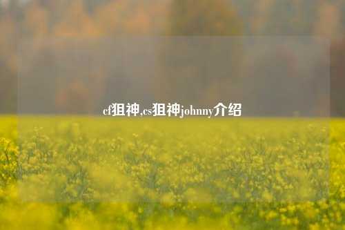 cf狙神,cs狙神johnny介绍
