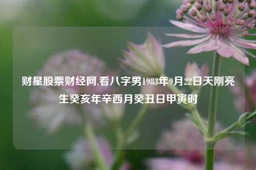 财星股票财经网,看八字男1983年9月22日天刚亮生癸亥年辛西月癸丑日甲寅时