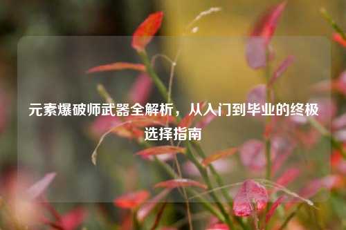 元素爆破师武器全解析，从入门到毕业的终极选择指南