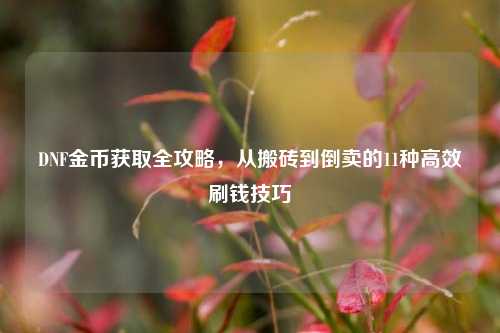 DNF金币获取全攻略，从搬砖到倒卖的11种高效刷钱技巧