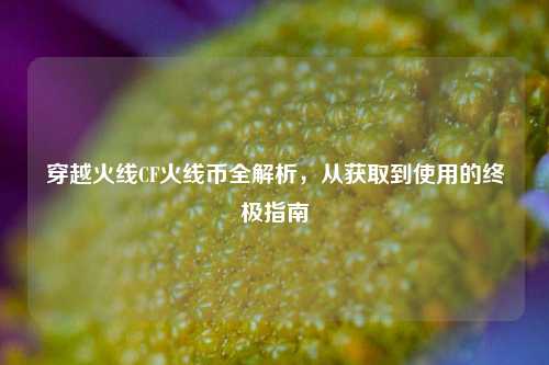 穿越火线CF火线币全解析，从获取到使用的终极指南