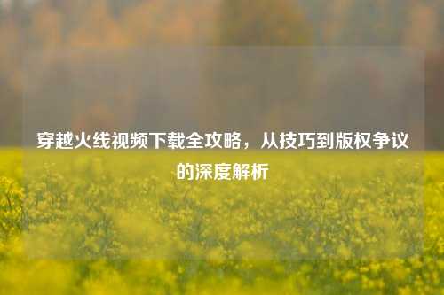 穿越火线视频下载全攻略，从技巧到版权争议的深度解析