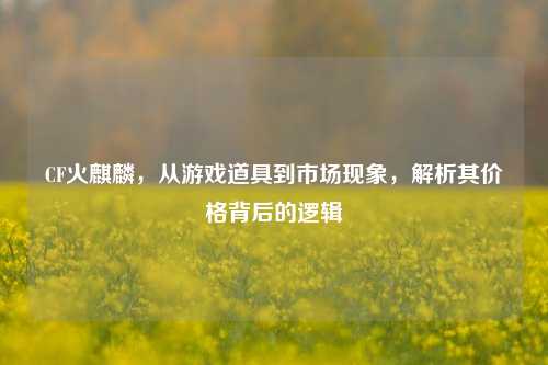 CF火麒麟，从游戏道具到市场现象，解析其价格背后的逻辑