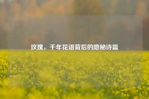 玫瑰，千年花语背后的隐秘诗篇