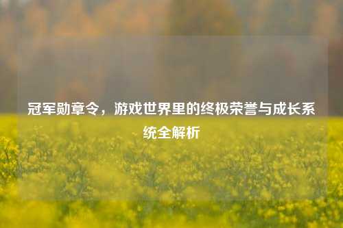 冠军勋章令，游戏世界里的终极荣誉与成长系统全解析