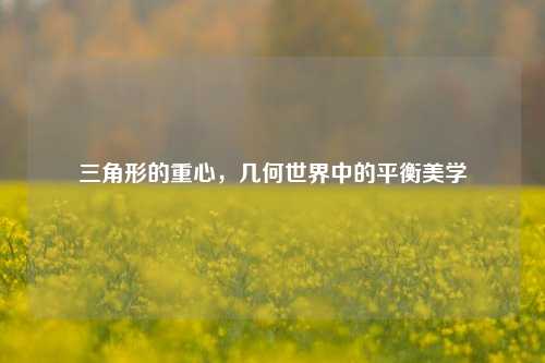 三角形的重心，几何世界中的平衡美学