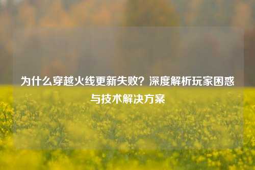 为什么穿越火线更新失败？深度解析玩家困惑与技术解决方案