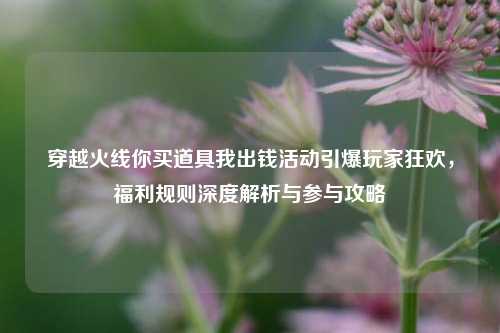 穿越火线你买道具我出钱活动引爆玩家狂欢，福利规则深度解析与参与攻略