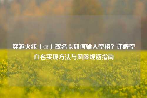 穿越火线（CF）改名卡如何输入空格？详解空白名实现方法与风险规避指南