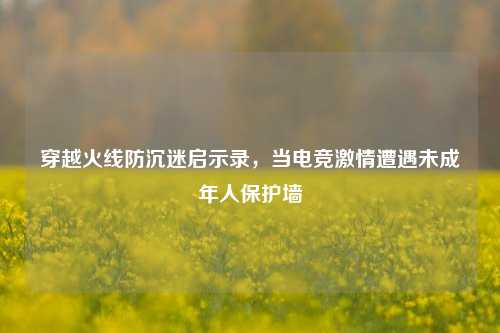 穿越火线防沉迷启示录，当电竞激情遭遇未成年人保护墙